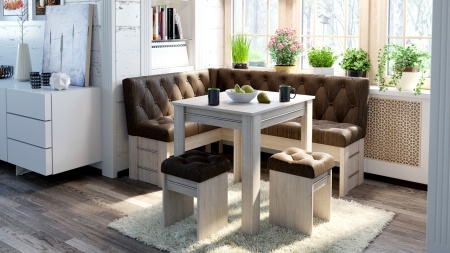 Кухонный уголок «Памела» Дуб Пикард/Кожзам Темный