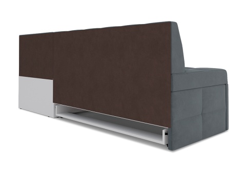 Кухонный угловой диван дельфин Атлантис велюр серо-синий